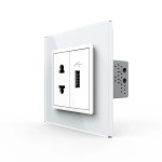 Розетка універсальна з USB розеткою Livolo білий скло (VL-C7C1AUSB-11)