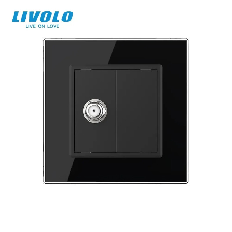 Розетка супутникова SAT LIVOLO чорна матова скло