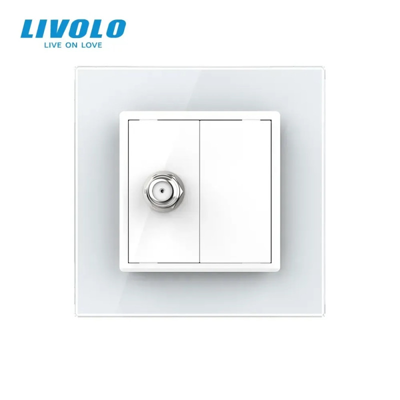 Розетка спутниковая SAT Livolo белое стекло (VL-C7FCSL-1WP)