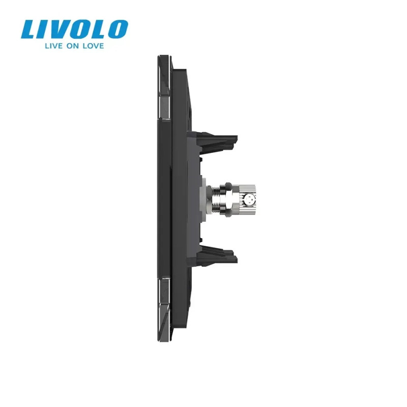 Розетка телевизионная LIVOLO черное матовое стекло
