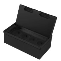 Розетка напольная четверная (4 розетки) LIVOLO черная, встроенная невидимая скрытого монтажа, с крышками