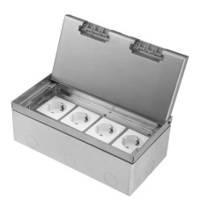 Розетка напольная четверная (4 розетки) LIVOLO серебряная, встроенная невидимая скрытого монтажа, из крыш