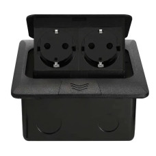 Розетка напольная двойная LIVOLO черная, встроенная в пол, для кухни, офиса или конференц-зала.