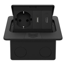 Розетка напольная двойная LIVOLO черная, встроенная в пол, с USB 10Вт, HDMI, для кухни, офиса или