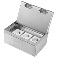 Розетка напольная тройная LIVOLO серебряная, встроенная невидимая скрытого монтажа, 3 розетки с крышкой