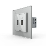 Розетка подвійна USB з блоком живлення LIVOLO сіра матова скло