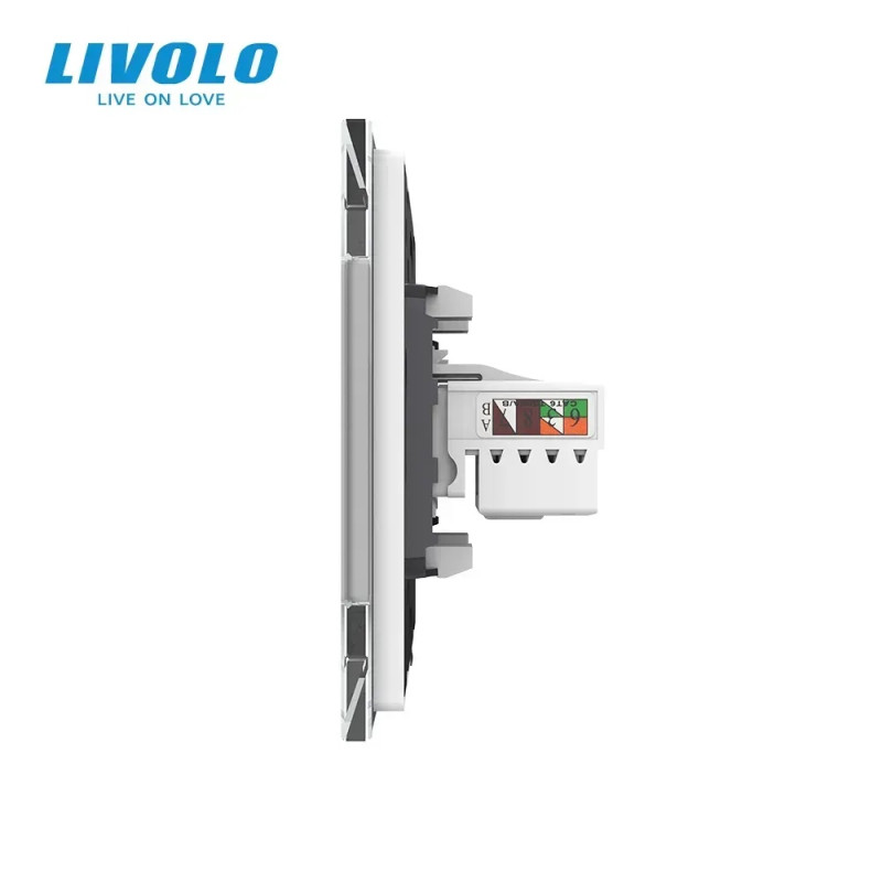 Розетка комп'ютерна RJ-45 LIVOLO біла матова скло