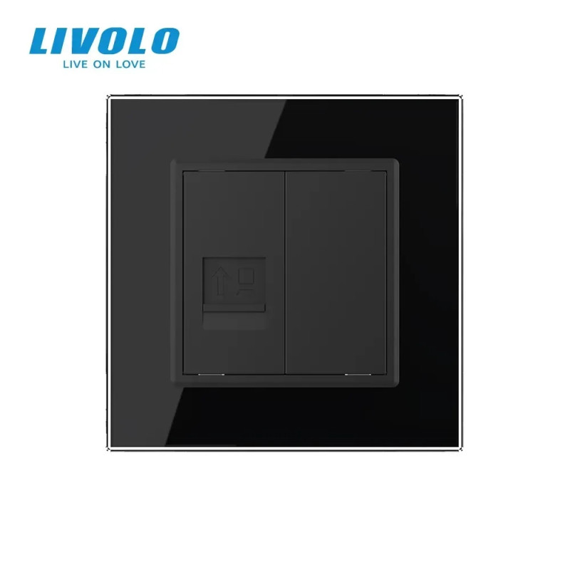 Розетка компьютерная RJ-45 Livolo черное стекло (VL-C791C-12)