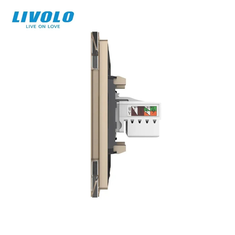 Розетка компьютерная RJ-45 Livolo золото стекло (VL-C791C-13)