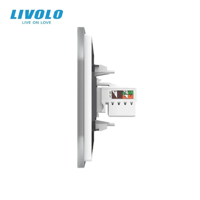 Розетка комп'ютерна RJ-45 і ТБ розетка LIVOLO біла матова скло