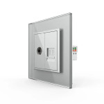 Розетка комп'ютерна RJ-45 і ТБ розетка LIVOLO сіра матова скло