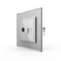 Розетка компьютерная RJ-45 и ТВ розетка LIVOLO серое матовое стекло