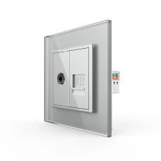 Розетка компьютерная RJ-45 и ТВ розетка LIVOLO серое матовое стекло