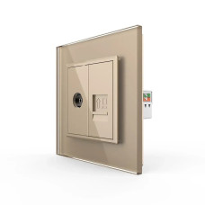 Розетка компьютерная RJ-45 и ТВ розетка LIVOLO золотое матовое стекло