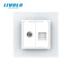 Розетка компьютерная RJ-45 и ТВ розетка Livolo белое стекло (VL-C791VC-11)