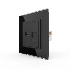 Розетка компьютерная RJ-45 и ТВ розетка Livolo черное стекло (VL-C791VC-12)
