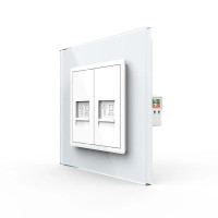 Розетка комп'ютерна подвійна RJ-45 LIVOLO біла матова скло