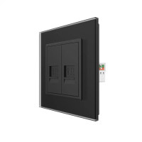 Розетка компьютерная двойная RJ-45 LIVOLO черное матовое стекло