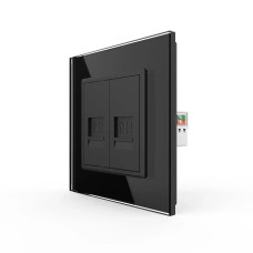 Розетка компьютерная двойная RJ-45 Livolo черное стекло (VL-C792C-12)