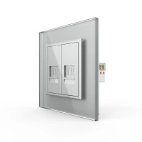 Розетка компьютерная двойная RJ-45 Livolo серое стекло (VL-C792C-15)