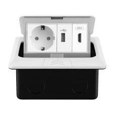 Розетка напольная двойная LIVOLO белая, встроенная в пол, с USB 10Вт, HDMI, для кухни, офиса