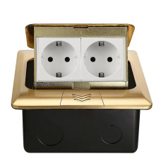 Розетка підлогова подвійна LIVOLO золота, вбудована у підлогу, для кухні, офісу чи конференц-залу, з