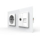 Розетка двомісна комбінована Силова Інтернет ТБ LIVOLO біла матова скло