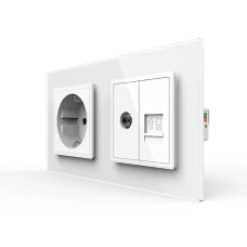 Розетка двомісна комбінована Силова Інтернет ТБ Livolo білий скло (VL-C7C1EU1V1C-11)