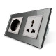 Розетка двухместная силовая и универсальная Livolo серое стекло (VL-C7C1EUC1C-15)