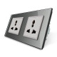 Розетка двухместная универсальная LIVOLO серое матовое стекло