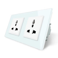 Розетка двухместная универсальная Livolo белое стекло (VL-C7FCT22-4WP)