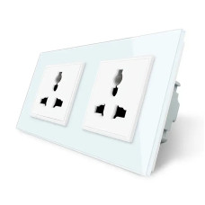 Розетка двухместная универсальная Livolo белое стекло (VL-C7FCT22-4WP)