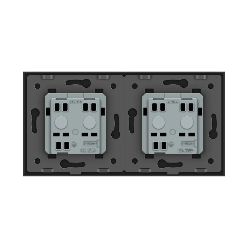 Розетка двомісна універсальна Livolo чорний скло (VL-C7FCT22-4BP)