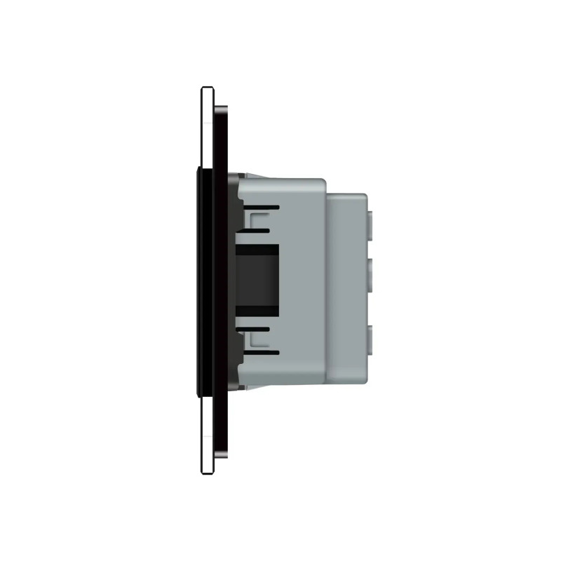 Розетка двомісна універсальна Livolo чорний скло (VL-C7FCT22-4BP)