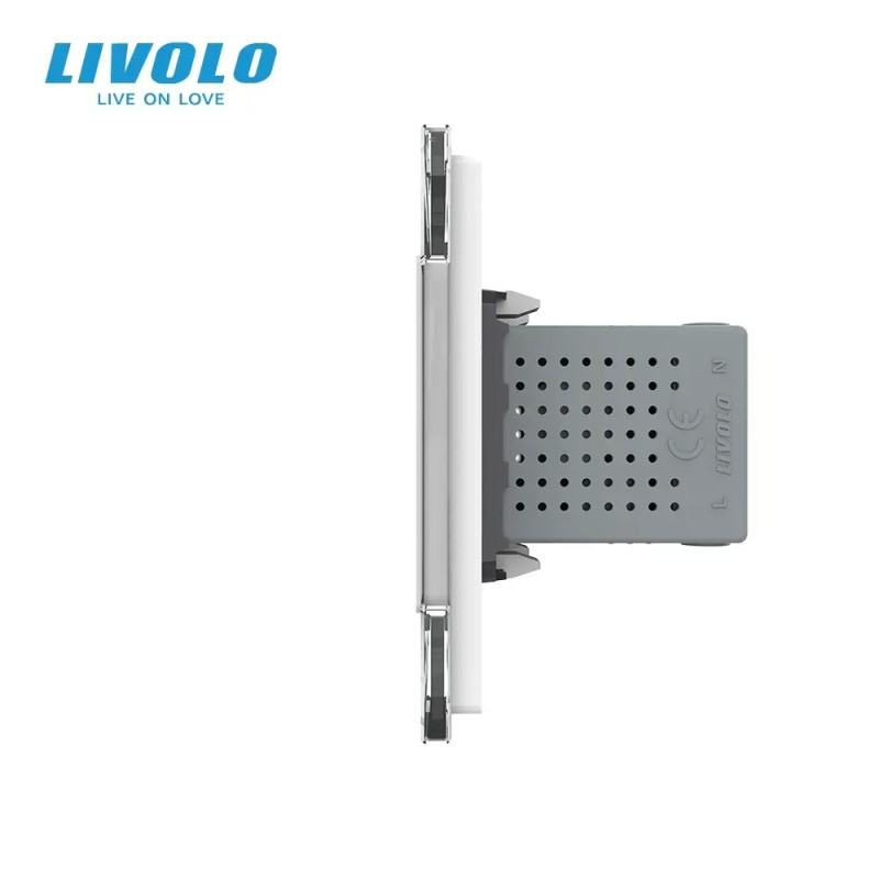 Розетка с заземлением с 2 USB розетками Livolo белое стекло (VL-C7C1EU2USB-11)