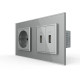 Розетка з заземленням з 2 USB розетками Livolo сірий скло (VL-C7C1EU2USB-15)