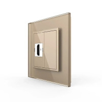 Розетка HDMI LIVOLO золотое матовое стекло