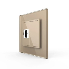 Розетка HDMI LIVOLO золотое матовое стекло