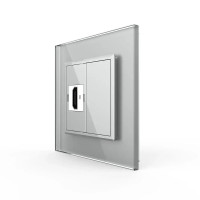 Розетка HDMI Livolo сірий скло (VL-C7FCHD-1IP)