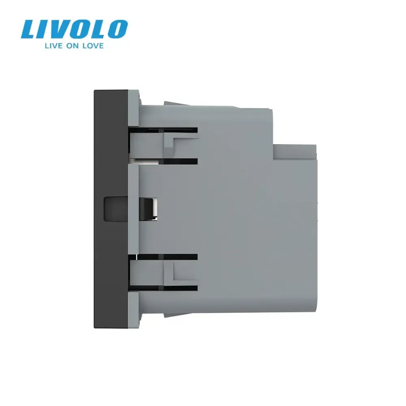 Розетка LIVOLO USB-A+USB-C PD 36Вт, черная, быстрая зарядка, Power Delivery QC 3.0, модуль (VL-FC