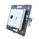 Розетка LIVOLO телевізійна + комп'ютерна RJ-45 (8P8C Cat.6), біла, з пилозахистом, модуль
