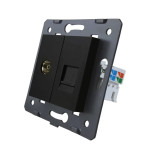 Розетка LIVOLO телевізійна + комп'ютерна RJ-45 (8P8C Cat.6), чорна, з пилозахистом, модуль