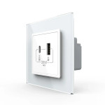 Розетка USB-A та USB-C з Power Delivery 36W LIVOLO біла матова скло