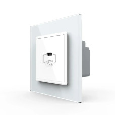 Розетка USB Type-C с Power Delivery 45W LIVOLO белое матовое стекло