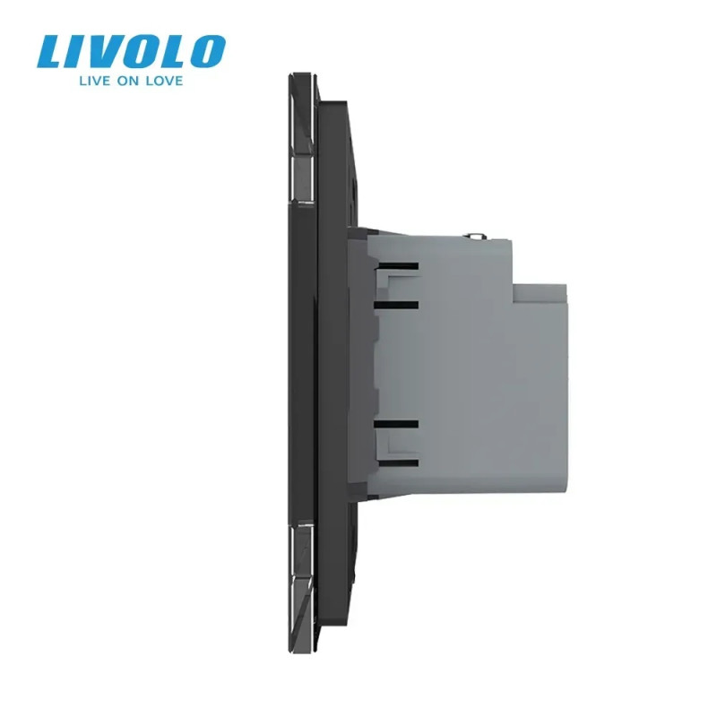 Розетка USB Type-C с Power Delivery 45W Livolo черный (VL-C7-FCUC-2BP)