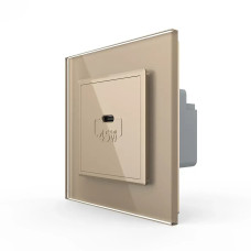 Розетка USB Type-C из Power Delivery 45W Livolo золото (VL-C7-FCUC-2AP)