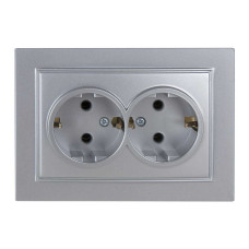 Розетка Nilson Thor серебро 2-я с заземлением ( 27131025 )
