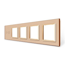 Рамка 5-постовая для одного 2-сенсорного выключателя и четырех розеток (2-0-0-0-0) LIVOLO, закаленное