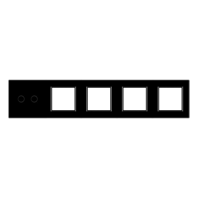 Рамка 5-постовая для одного 2-сенсорного выключателя и четырех розеток (2-0-0-0-0) LIVOLO, закаленное