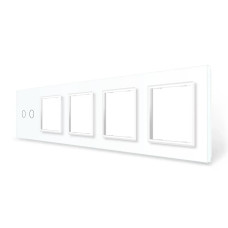 Рамка 5-постовая для одного 2-сенсорного выключателя и четырех розеток (2-0-0-0-0) LIVOLO, закаленное